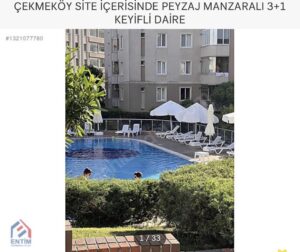 ÇEKMEKÖY SİTE İÇERİSİNDE PEYZAJ MANZARALI 3+1 KEYİFLİ DAİRE